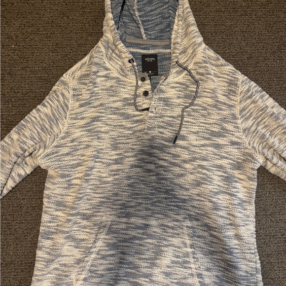 Union Other - Union Marled Knit Hoodie in Light Blue and White